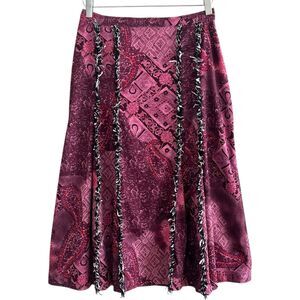 Vintage Paisley Fringe Midi Skirt 6 8 Boho Fairy Grunge Whimsigoth Western Y2K